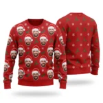 Custom Face Santa Hat Ugly Christmas Sweater – Photo Faces All Over worn at Christmas