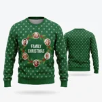 Custom Family Faces Christmas Wreath Sweater – Up to 6 Photos worn at Christmas