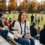 Custom Jersey Number Sports Mom Cardigan – Varsity Knit Cardigan worn at Christmas