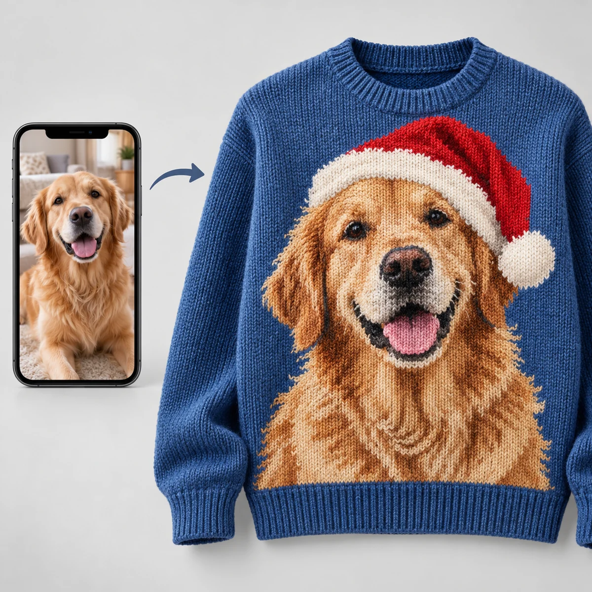 Custom Pet Face Ugly Christmas Sweater – Upload Your Dog or Cat Photo knit detail Custom Pet Face Ugly Christmas Sweater – Upload Your Dog or Cat Photo knit detail