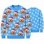Custom Pet Face Ugly Christmas Sweater – Upload Your Dog or Cat Photo worn at Christmas