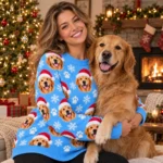 Custom Pet Face Ugly Christmas Sweater – Upload Your Dog or Cat Photo worn at Christmas