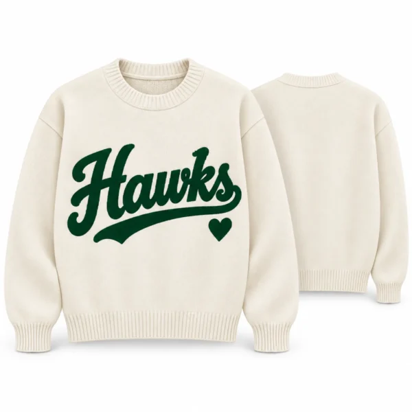 Custom Team Name Game Day Sweater for Sports Moms – Cream Knit front and back