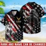 Custom U.S. Air Force Hawaiian shirt, front and back on a white background