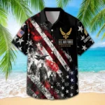Custom U.S. Air Force Hawaiian shirt, front and back on a white background