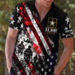 Custom U.S. Army Hawaiian shirt, front and back on a white background