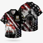 Custom U.S. Coast Guard Hawaiian shirt, front and back on a white background