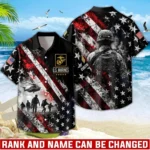 Custom U.S. Marines Hawaiian shirt, front and back on a white background