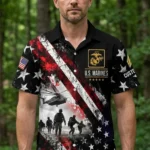 Custom U.S. Marines Hawaiian shirt, front and back on a white background