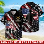 Custom U.S. Veteran Hawaiian shirt, front and back on a white background