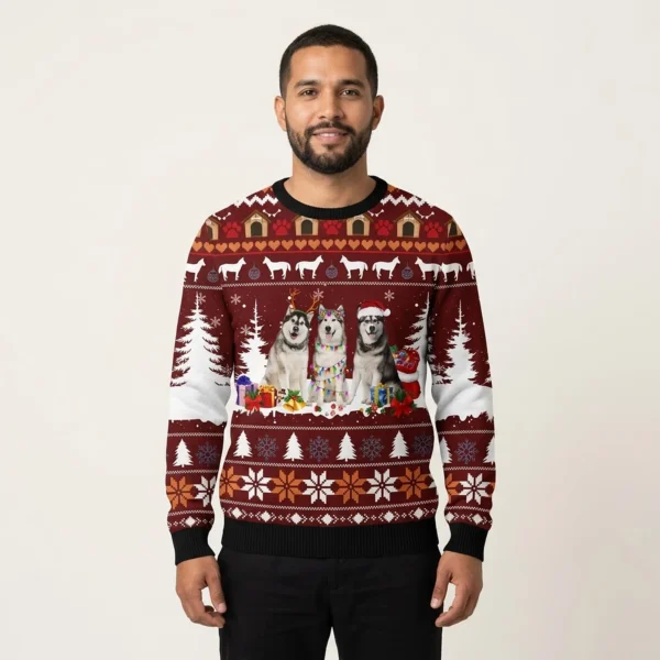 Cute Alaskan Best Funny Ugly Sweaters Cool Xmas Apparel Best Presents For Dog Lovers AI Model Photo