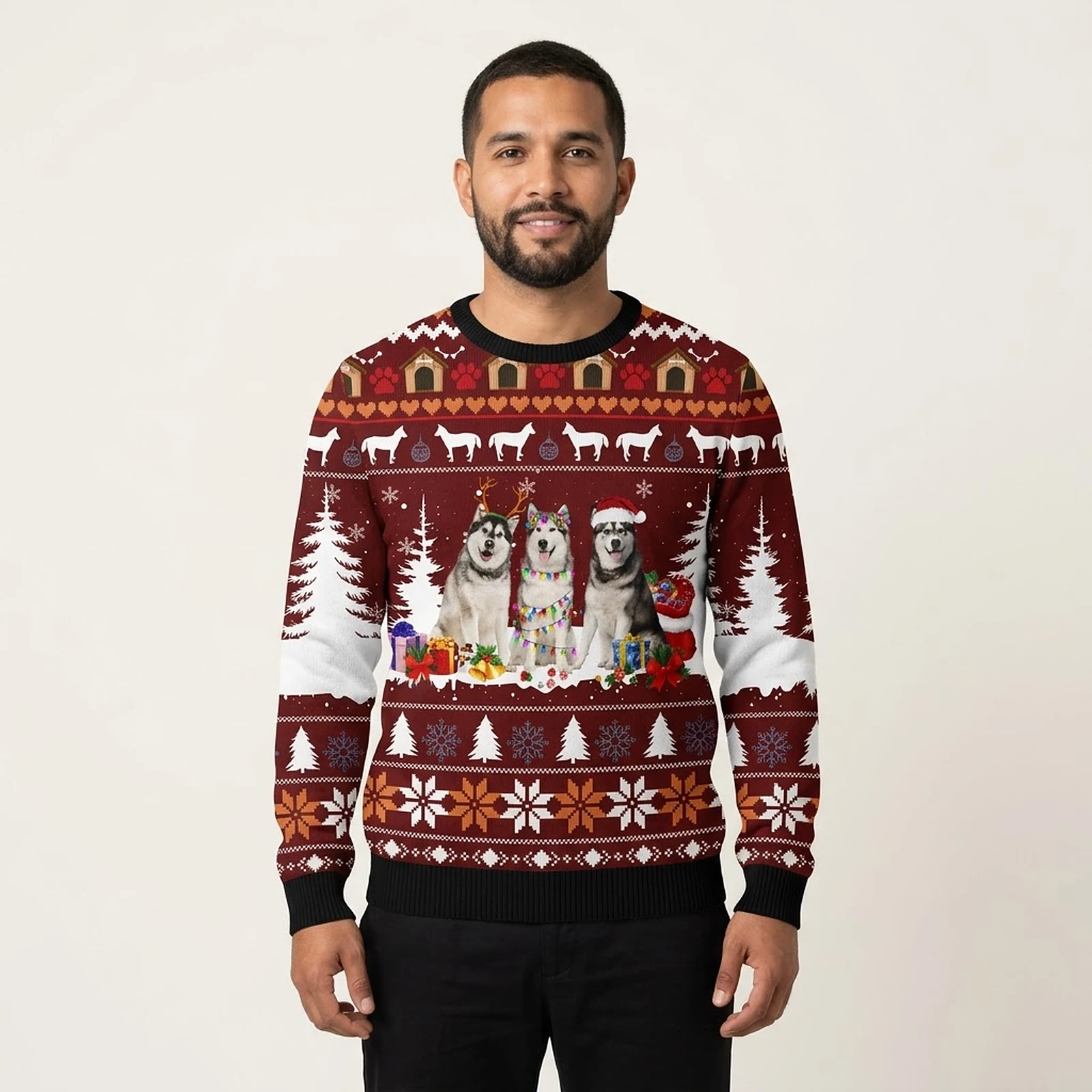 Cute Alaskan Best Funny Ugly Sweaters Cool Xmas Apparel Best Presents For Dog Lovers AI Model Photo Cute Alaskan Best Funny Ugly Sweaters Cool Xmas Apparel Best Presents For Dog Lovers AI Model Photo