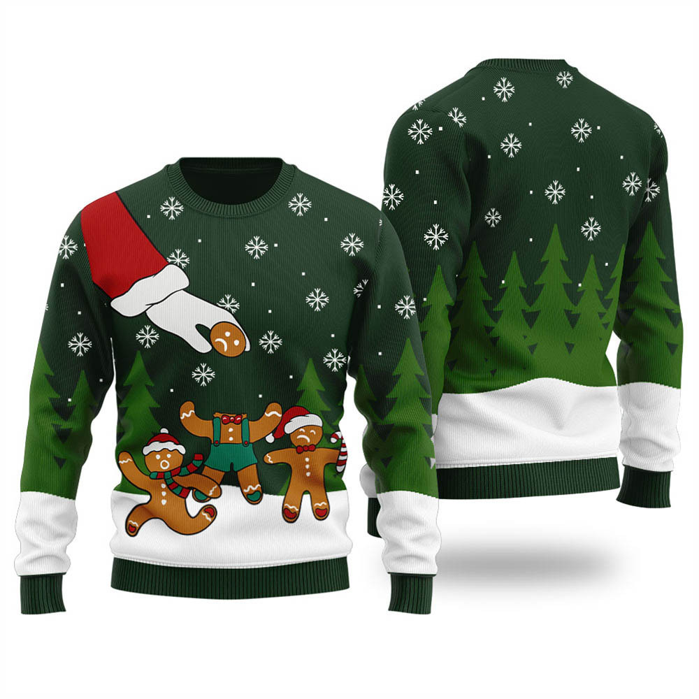 Cute Gingerbread Christmas Sweaters Womens Forest Green Lovely Christmas Sweater Gift for Mom or Grandma Cute Gingerbread Christmas Sweaters Womens Forest Green Lovely Christmas Sweater Gift for Mom or Grandma