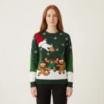 Cute Gingerbread Christmas Sweaters Womens Forest Green Lovely Christmas Sweater Gift for Mom or Grandma