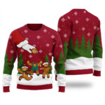 Cute Gingerbread Mens Ugly Christmas Sweater Cardinal Red Cute Holiday Sweatshirt to Spread Joy