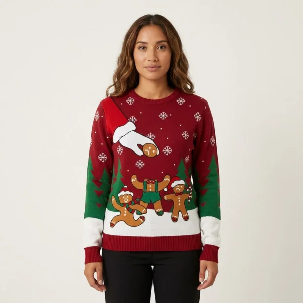 Cute Gingerbread Mens Ugly Christmas Sweater Cardinal Red Cute Holiday Sweatshirt to Spread Joy