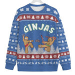 Cute Ninja Gingerbread Mens Big And Tall Christmas Sweater Cozy Christmas Sweater for Holiday Season
