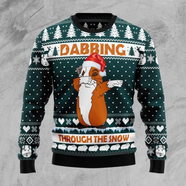 dabbing through the snow ugly christmas sweater cute xmas clothing guinea pig themed gifts 2641 ewcim.jpeg
