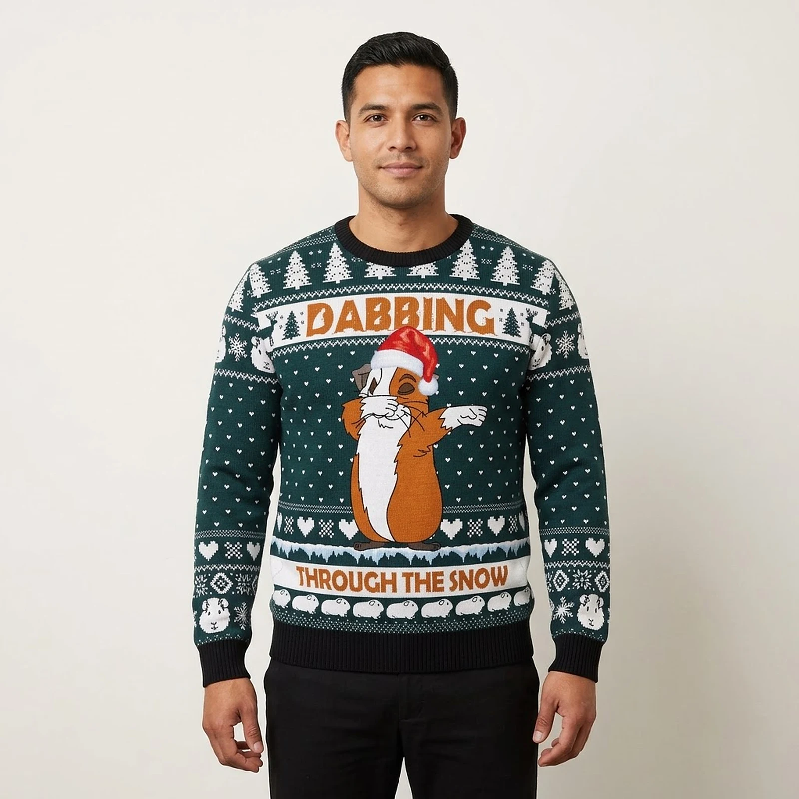 Dabbing Through The Snow Ugly Christmas Sweater Cute Xmas Clothing Guinea Pig Themed Gifts AI Model Photo Dabbing Through The Snow Ugly Christmas Sweater Cute Xmas Clothing Guinea Pig Themed Gifts AI Model Photo