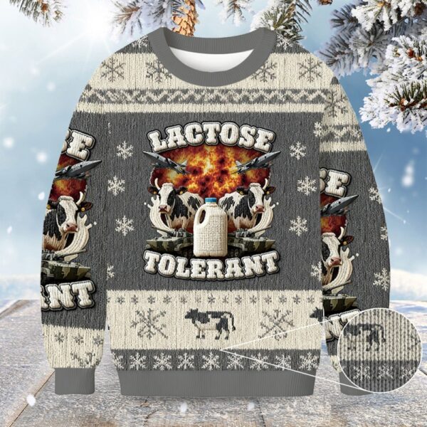 Dairy Cow Lactose Tolerant Christmas Ugly Sweater Xmas Clothing Cow Lover Christmas Gifts