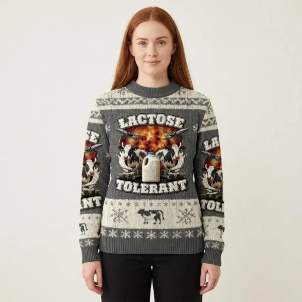 Dairy Cow Lactose Tolerant Christmas Ugly Sweater Xmas Clothing Cow Lover Christmas Gifts