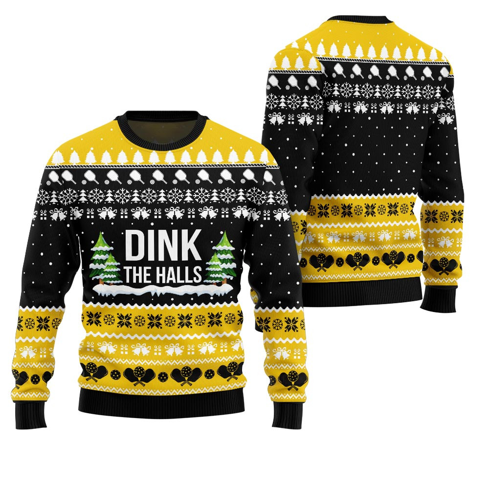 Dink The Halls Funny Pickleball Ugly Christmas Sweater Custom Christmas Sweatshirt for Family Matching Dink The Halls Funny Pickleball Ugly Christmas Sweater Custom Christmas Sweatshirt for Family Matching