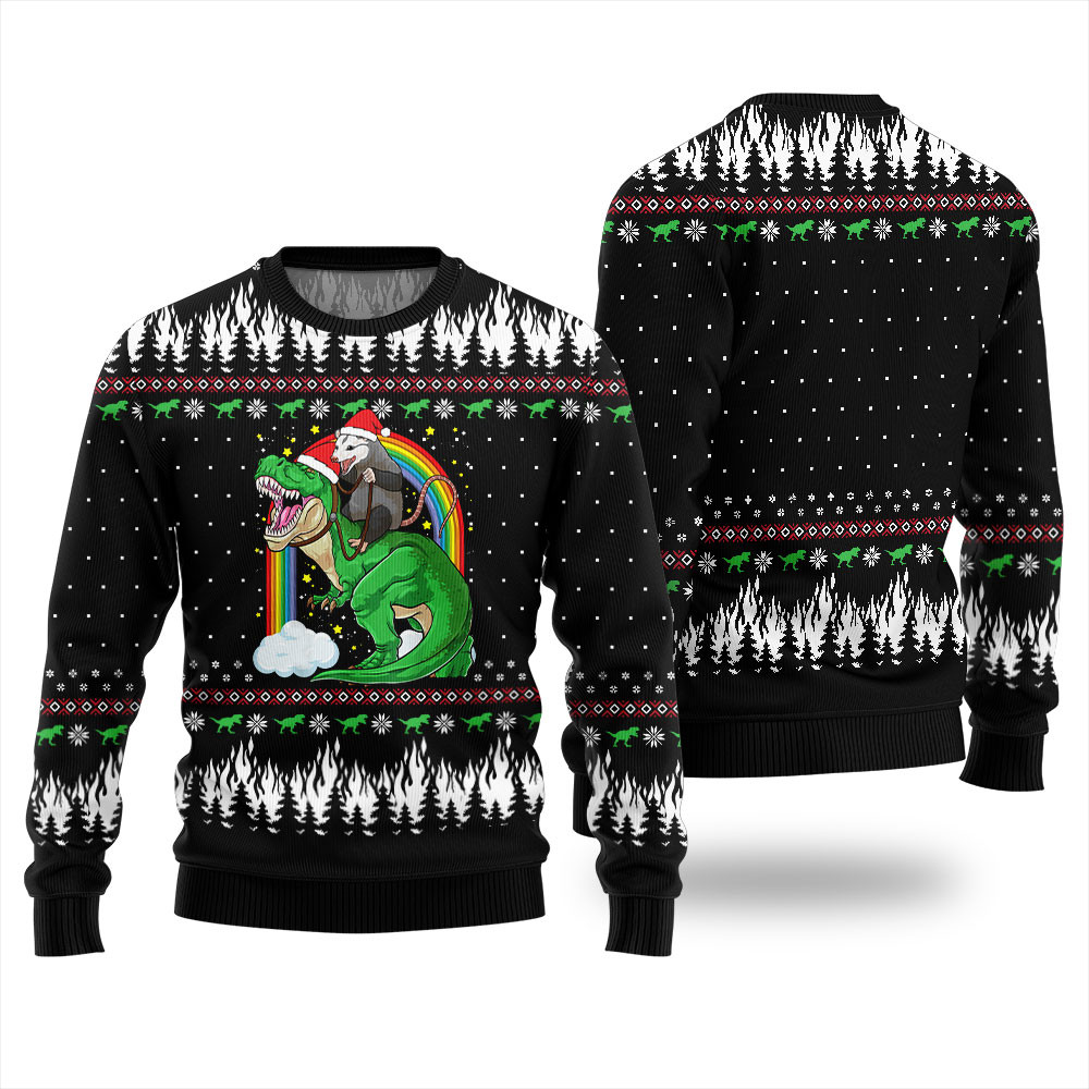 Dinosaur And Opossum Christmas Sweater Cute Christmas Sweatshirt for Holiday Spirit Dinosaur And Opossum Christmas Sweater Cute Christmas Sweatshirt for Holiday Spirit