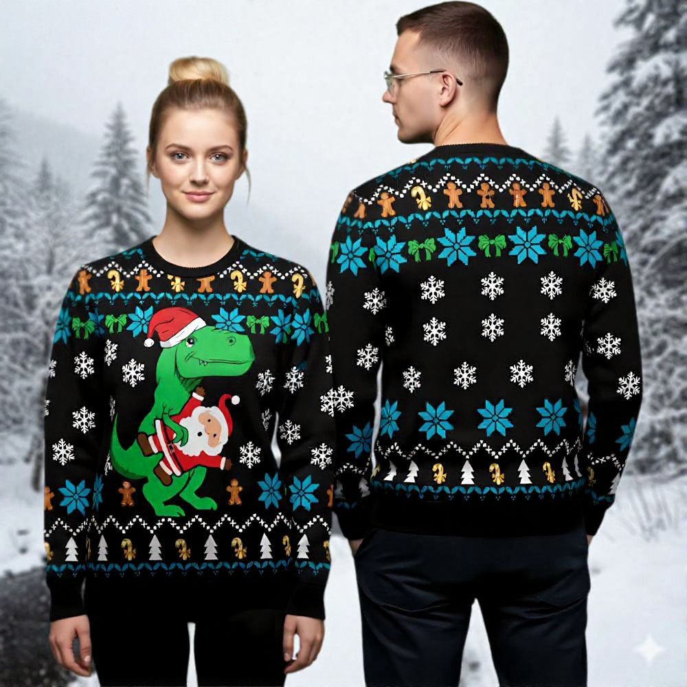 Dinosaur And Santa Ugly Christmas Sweater Christmas Apparel Santa Claus Lover Gifts Dinosaur And Santa Ugly Christmas Sweater Christmas Apparel Santa Claus Lover Gifts