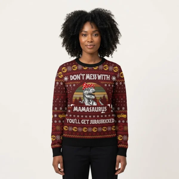 Dinosaur Mom Ugly Christmas Sweater