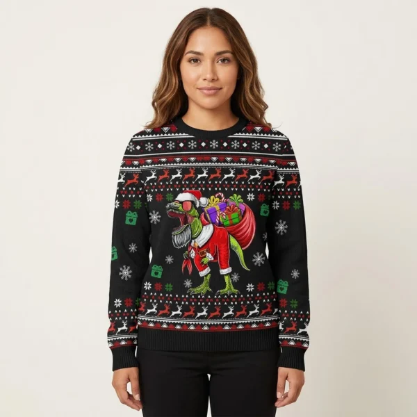 Dinosaur Ugly Christmas Sweater Funny Xmas Sweater Gift ForDinosaur Lovers Adults