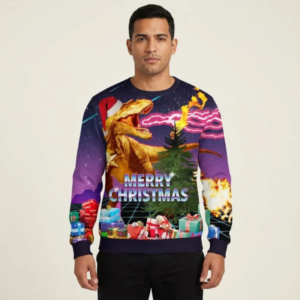 Dinosaur Ugly Christmas Sweater Mens Funny Christmas Sweater Dinosaur Lovers Gifts