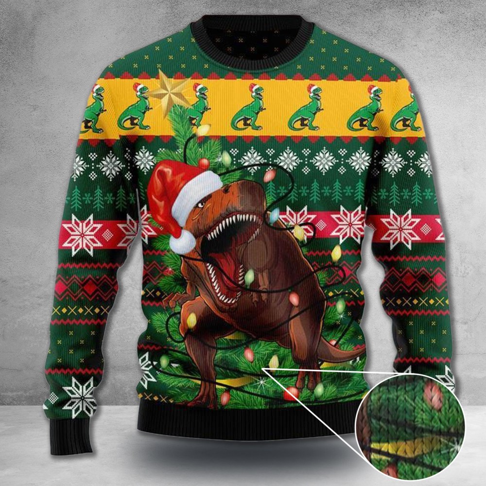 Dinosaur Ugly Christmas Sweater Men’s T-Rex Christmas Sweater Gift Dinosaur Ugly Christmas Sweater Men’s T-Rex Christmas Sweater Gift