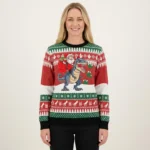 Dinosaur Ugly Christmas Sweater Santa Riding A Dinosaur Sweater 2024
