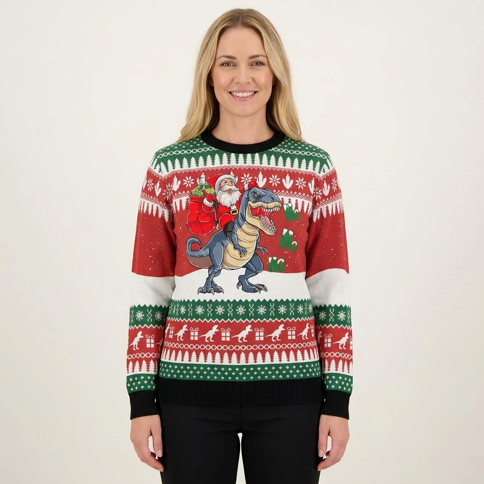 Dinosaur Ugly Christmas Sweater Santa Riding A Dinosaur Sweater 2024 Dinosaur Ugly Christmas Sweater Santa Riding A Dinosaur Sweater 2024