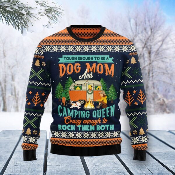 Dog Mom Camping Ugly Christmas Sweater Holiday Apparel Christmas Gift ForDog Owners