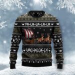 Falala Valhalla Viking Ship Ugly Christmas Sweater Merry Xmas Clothes Gift ForFlamingo Lovers AI Model Photo