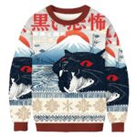 Fierce Black Cat Christmas Ugly Sweater Holiday Clothing Christmas Gift ForWomen AI Model Photo