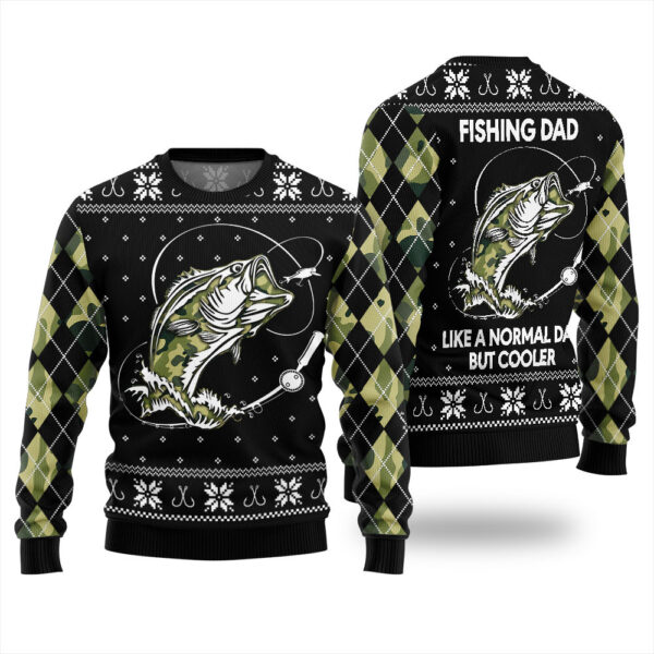 Fishing Dad Ugly Holiday Sweater Casual Winter Sweatshirt for Daily Comfort