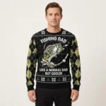 Fishing Dad Ugly Holiday Sweater Casual Winter Sweatshirt for Daily Comfort