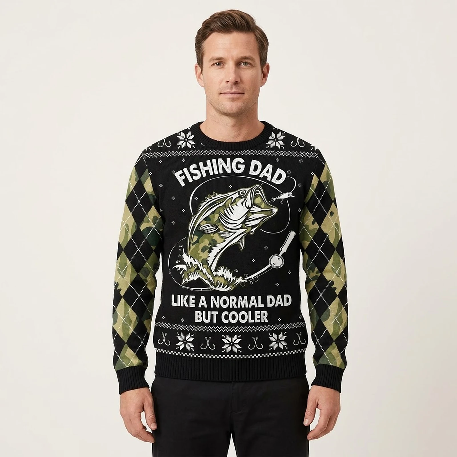 Fishing Dad Ugly Holiday Sweater Casual Winter Sweatshirt for Daily Comfort Fishing Dad Ugly Holiday Sweater Casual Winter Sweatshirt for Daily Comfort