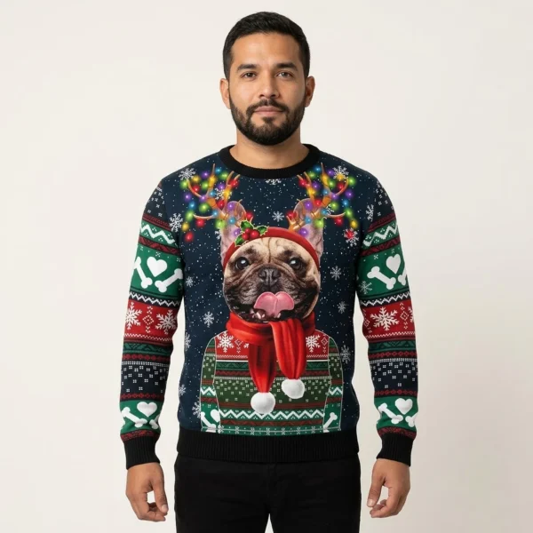 French Buudog Ugly Christmas Sweater Pet Christmas Sweater Xmas Gift ForFrench Bulldog Lover