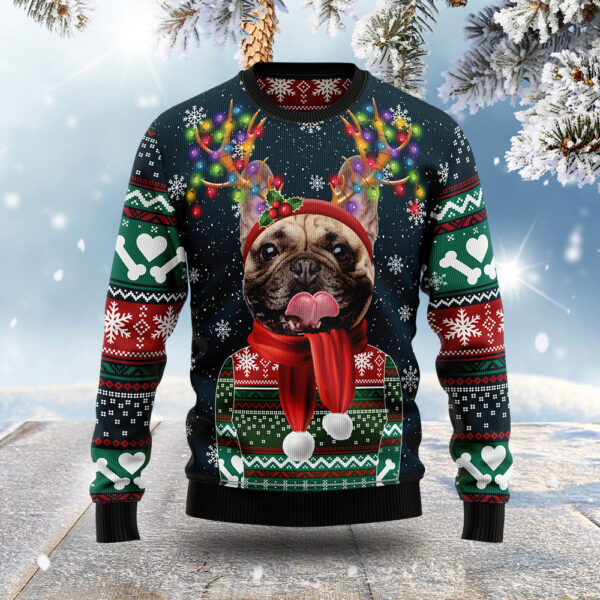 French Buudog Ugly Christmas Sweater Pet Christmas Sweater Xmas Gift ForFrench Bulldog Lover