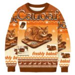 Freshly Baked Cat Loaf Christmas Ugly Sweater Winter Apparel Christmas Gift For Cat Lovers AI Model Photo