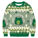 Frog Rage Consumes Me Ugly Sweater Christmas Outfits Frog Lover Xmas Gifts AI Model Photo