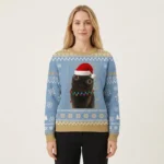 Funny Black Cat Ugly Christmas Sweater Animal Design Christmas Gift ForCat Owners