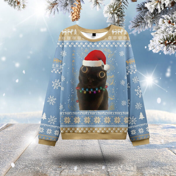 Funny Black Cat Ugly Christmas Sweater Animal Design Christmas Gift ForCat Owners