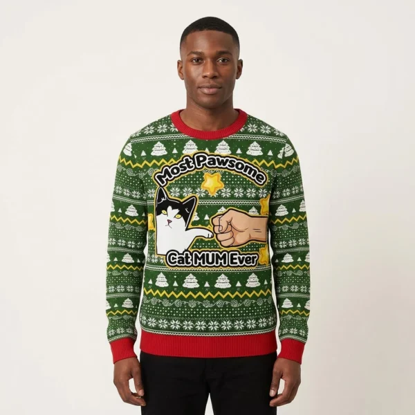 Funny Cat Mom And Dad Ugly Christmas Sweater Most Pawsome Cat Mum Ever Christmas Gifts