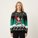 Funny Deck The Hall Pickleball Santa Ugly Christmas Sweater Trendy Winter Sweatshirt for Cozy Moments