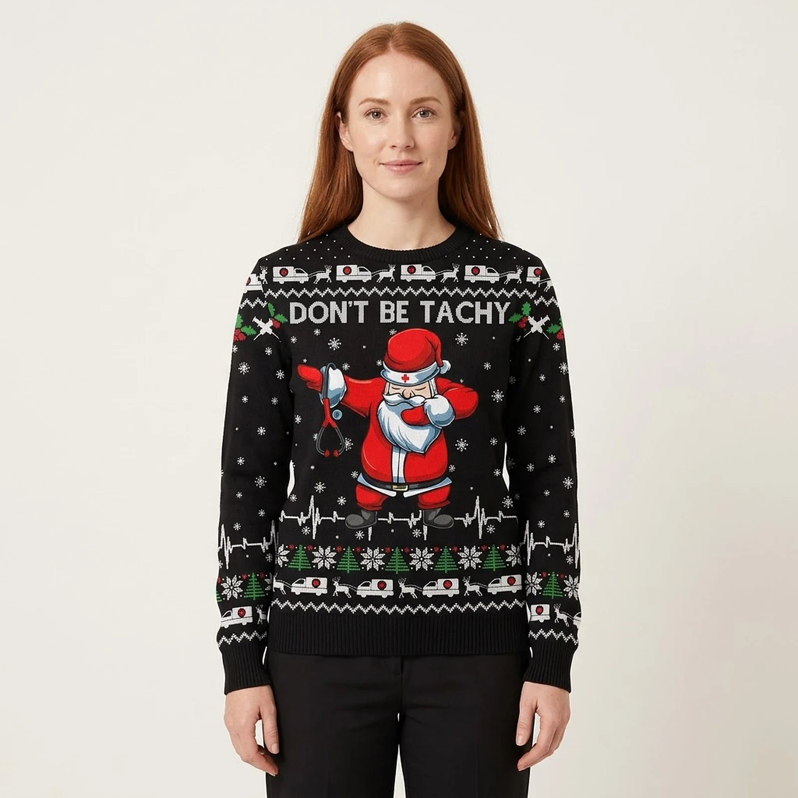 Funny Dont Be Tachy Nurse Ugly Christmas Sweater Black Trendy Winter Sweatshirt for Cozy Moments Funny Dont Be Tachy Nurse Ugly Christmas Sweater Black Trendy Winter Sweatshirt for Cozy Moments