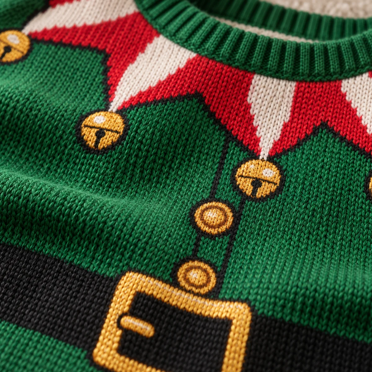 Funny Elf Costume Body Illusion Ugly Christmas Sweater for Women knit detail Funny Elf Costume Body Illusion Ugly Christmas Sweater for Women knit detail